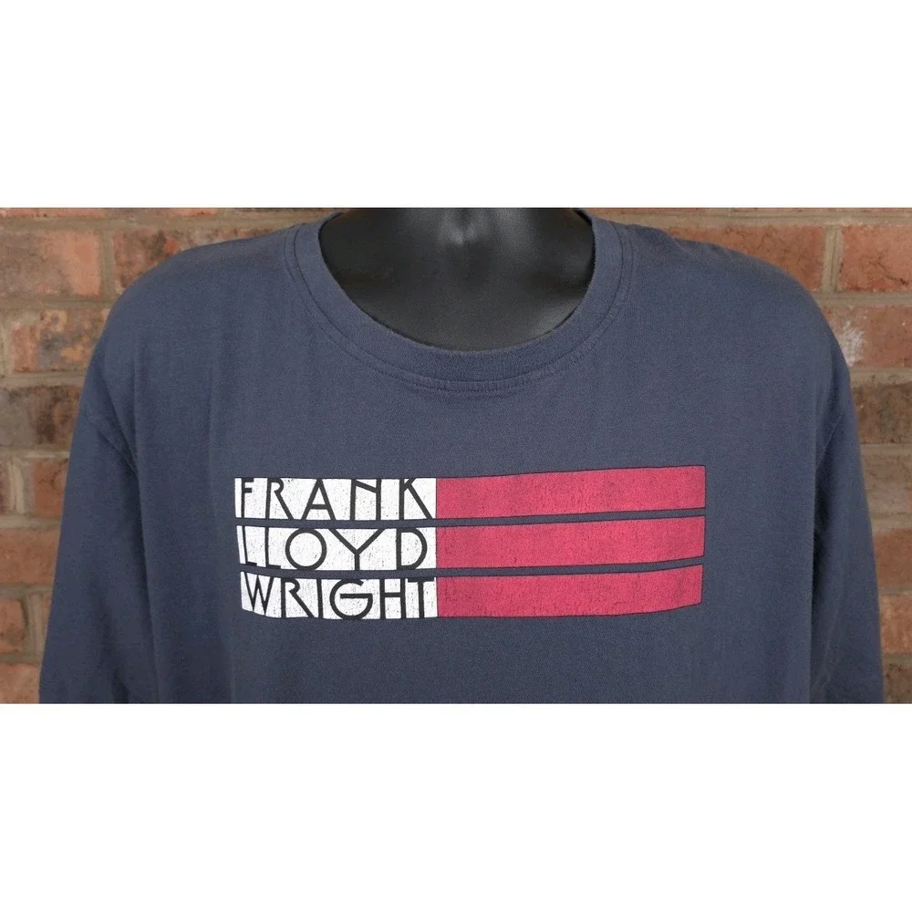 Frank Lloyd Wright Red Jacket Collection Blue Tshirt Mens Size 2XL